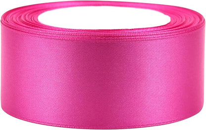 Hot Pink Solid Satin Ribbon 1-1/2 Inch 25 Yards Solid Polyester Fabric Ribbon - Image 3