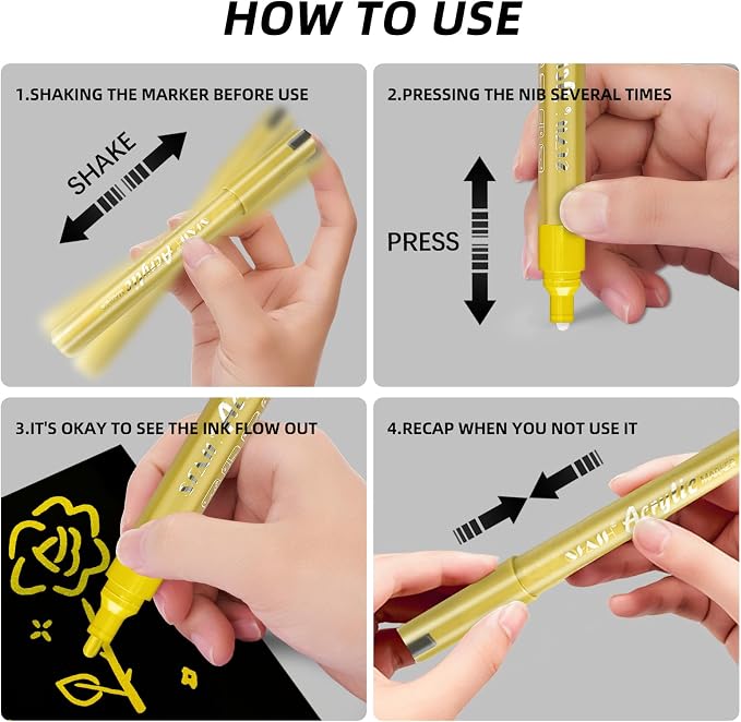 SFAIH Gold & Silver Acrylic Paint Markers - Image 6