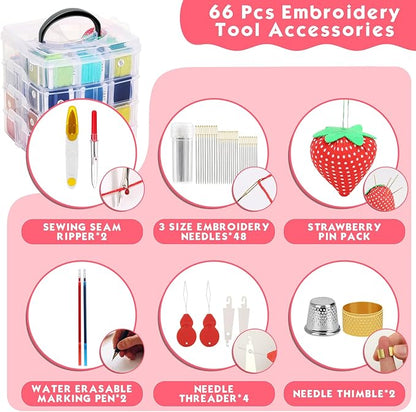 PAXCOO 276 Pack Embroidery Floss Thread Kit Including 210 Colors Cross Stitch - Image 3