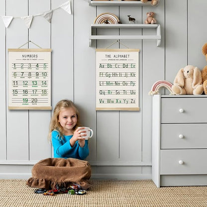 Alphabet and Numbers Wall Chart Set of 2, Kids Educational Posters, ABC and - Image 3