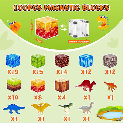 100PCS Dinosaur Magnetic Blocks - Image 7