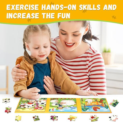 Magnetic Puzzles for Toddlers 1-3, 3 in 1 Kids Fun Farm Jigsaw Puzzle, Children - Image 2