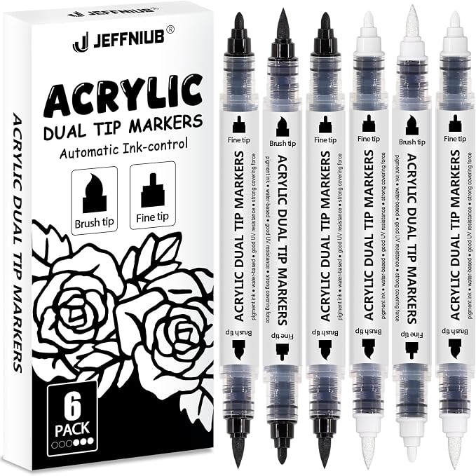 Black White Acrylic Paint Pen Brush by JEFFNIUB