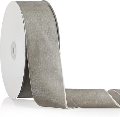 2" X 20 Yards Silver Grey Velvet Ribbon by Bomybaw
