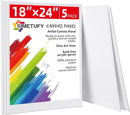 Simetufy 18 x 24 inch 5 Pack Canvas Panels Large Flat Canvas Boards by Simetufy