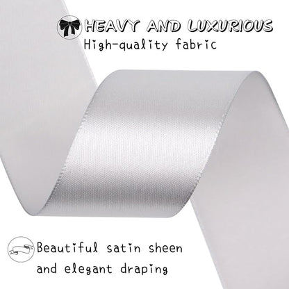 Gray Solid Satin Ribbon 1-1/2 Inch 25 Yards Solid Polyester Fabric Ribbon - Image 4