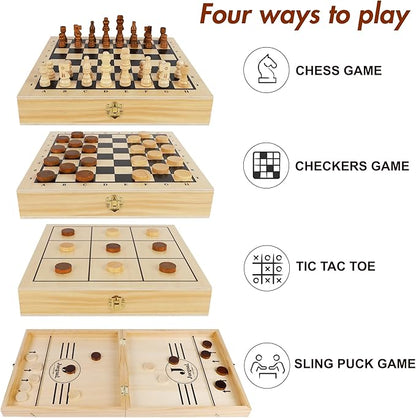 Juegoal 4-in-1 Wooden Fast Sling Puck Set - Image 4