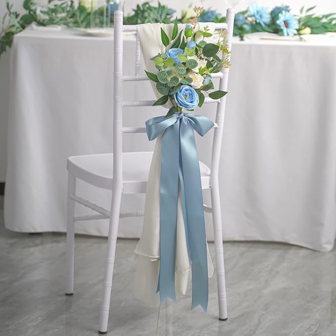 HUIHUANG Dusty Blue 2 inch Wide Double Face Satin Polyester Ribbon - Image 6