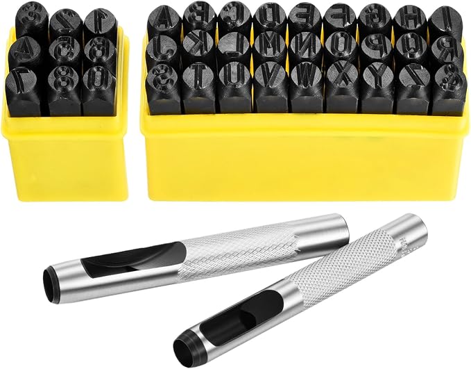 WorkBless 36PCS Metal Stamping Kit, 5/16" Steel Number and Letter Punch Set by WorkBless