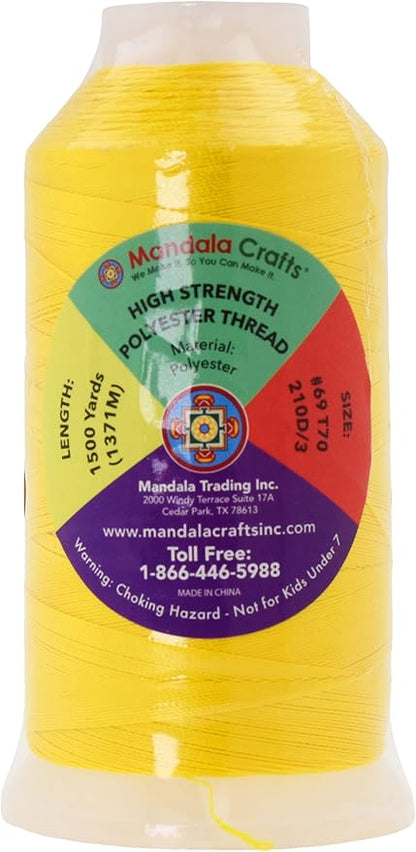 Mandala Crafts Yellow Heavy Duty Thread -1500 Yds Tex 70 Thread - Image 3