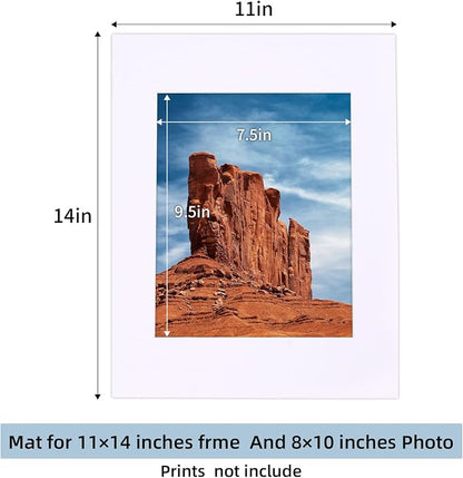 HOTUO 10 Pack Acid Free White Picture Frame Mats, Pre-Cut 11x14 Picture Mats - Image 2