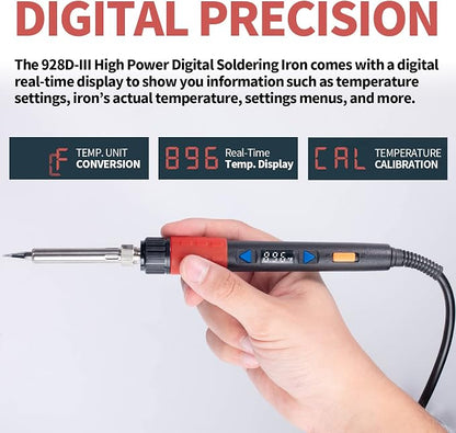 YIHUA 928D-III Soldering Iron, 110W High Power, Fully Digital Display °F /°C- - Image 5