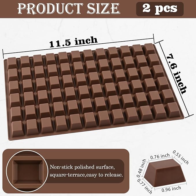 Sakolla 2 Pack Square Chocolate Molds, 72 Cavities Terrace Silicone Molds - Image 3