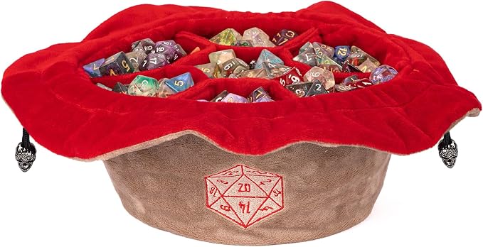 Large Dice Bags D&D with Pockets Khaki Storage Bag D20 Logo - Image 8