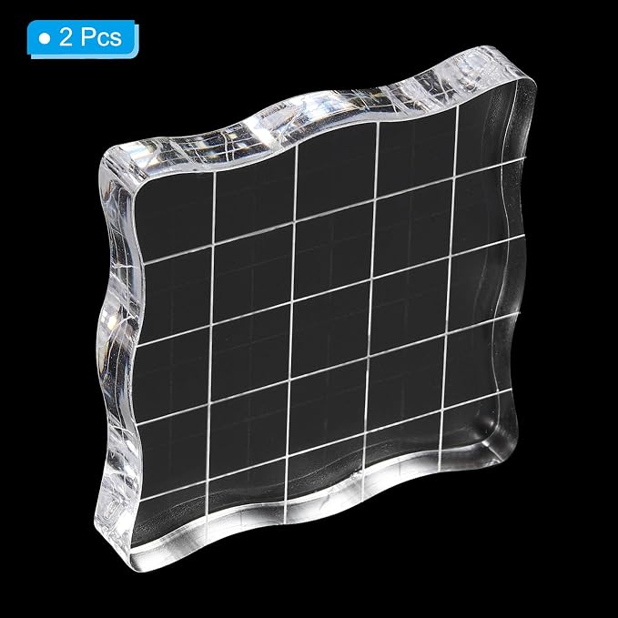 PATIKIL 2" x 2" Acrylic Stamp Block, 2 Pack Clear Stamping Block - Image 3