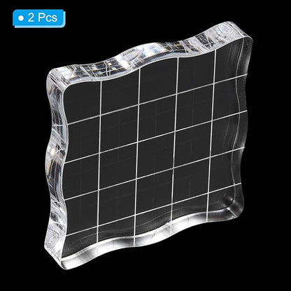 PATIKIL 2" x 2" Acrylic Stamp Block, 2 Pack Clear Stamping Block - Image 3