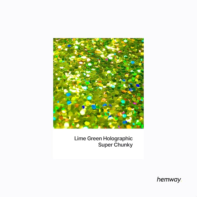 Hemway Glitter for Resin 100g Lime Green Holographic Metallic Crystals for - Image 2