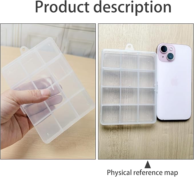 Small Plastic Organizer Box 10 packs12 Grids Clear Storage Container Jewelry - Image 4