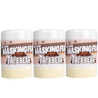 TAPEBEAR Pre-Taped Masking Film 22inch x 65feet, Plastic Cover by TAPEBEAR