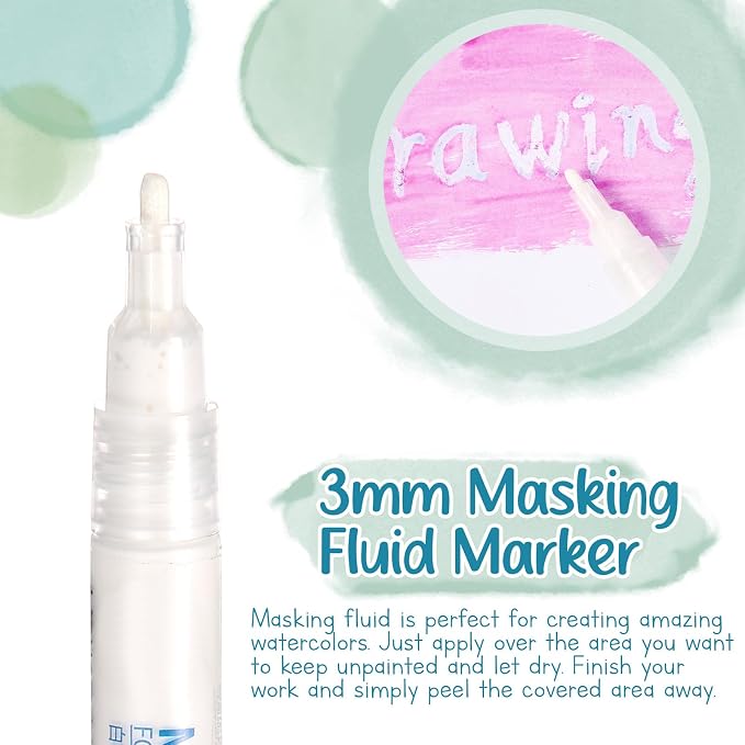2 Pcs Masking Fluid Pen for Watercolor Painting, Capacity - Image 3