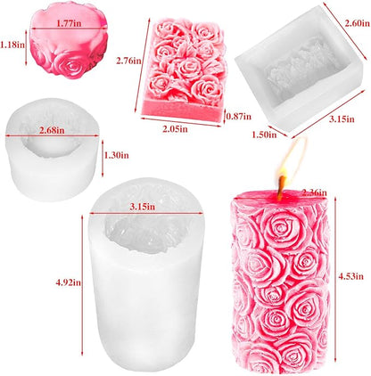3PCS Rose Molds Silicone Candle Molds, Acxydm Valentine's Day Large Pillar - Image 6