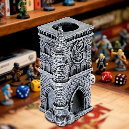 D&D Castle Dice Tower for All Dice Sizes, 3D Resin Rolling Trays, Fantasy by LKKCHERDESIGN
