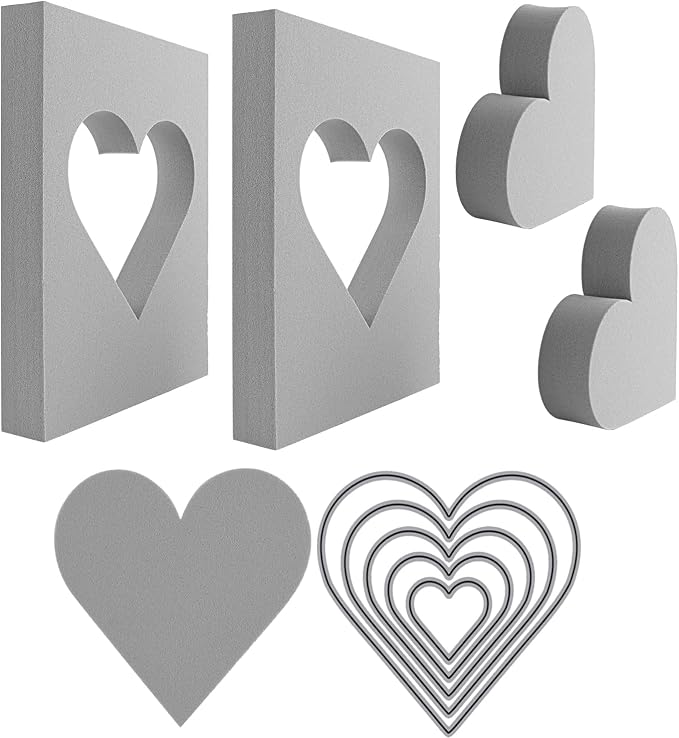 BAOFALI 9 Pcs Heart Cut Stamping Foam Grey Moldable Foam Stamps Plastic Dry by BAOFALI