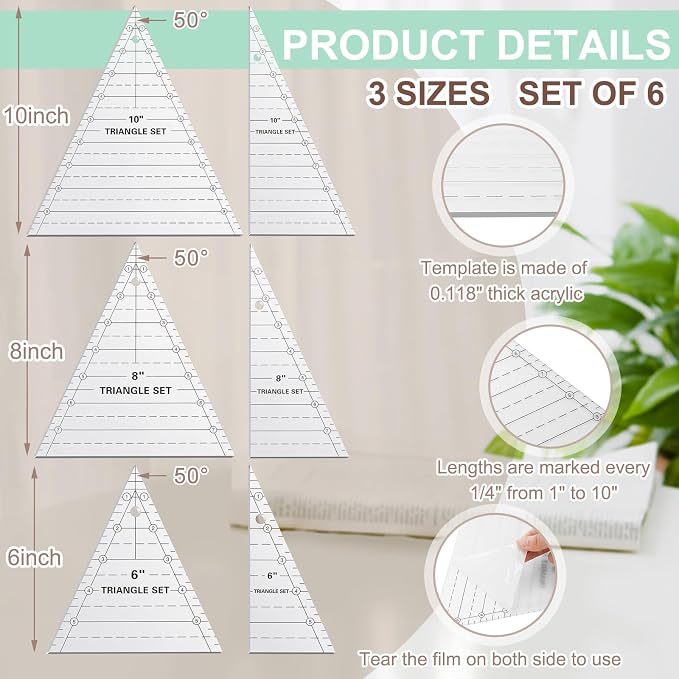 Kigley 3 Set Tall Triangle Rulers - Image 2