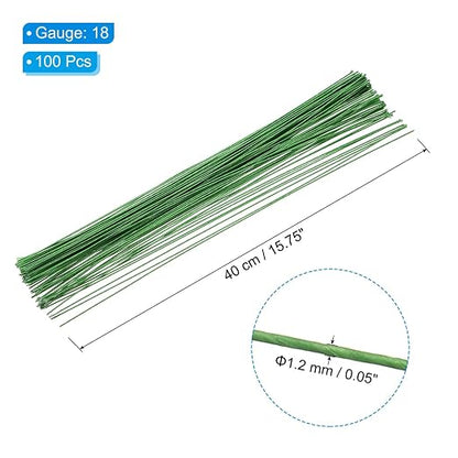 PATIKIL 18 Gauge 16" Floral Stem Wire, Light Green - Image 2