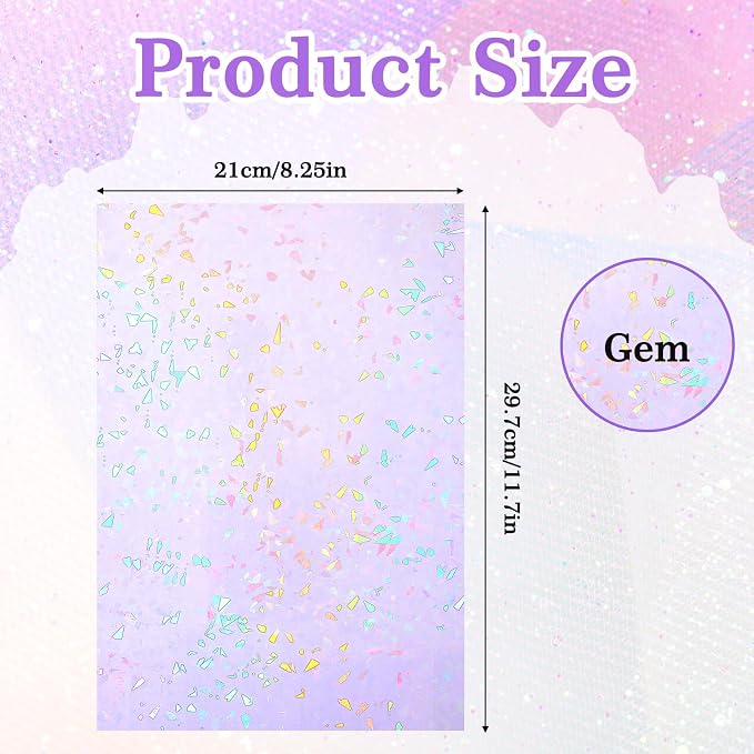 60 Sheets Holographic Laminate Sheets Clear Glitter A4 Size Vinyl Sticker Paper - Image 2
