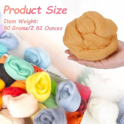PATIKIL Wool Roving Yarn, 80G/2.82OZ Soft Felting Wool Pure Chunky Roving Yarn - Image 2