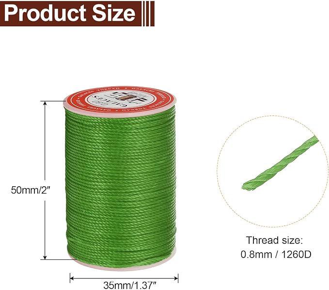 uxcell Round Leather Sewing Waxed Thread, 55m / 60 Yards Polyester Wax String - Image 2