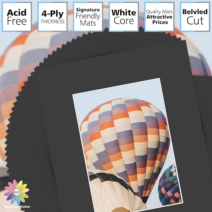 Mat Board Center, 8x10 for 5x7 Black Picture Mat Sets - Image 4