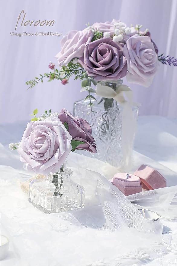 Floroom Artificial Flowers 50pcs Real Looking Lavender African Violet Purple - Image 4