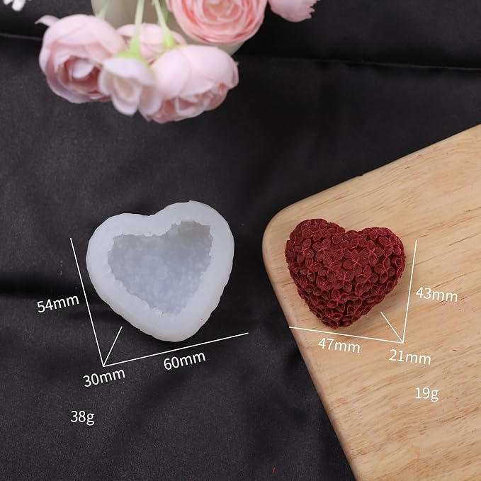 3 Pack Rose Heart & Peony 3D Flower Molds - Image 3