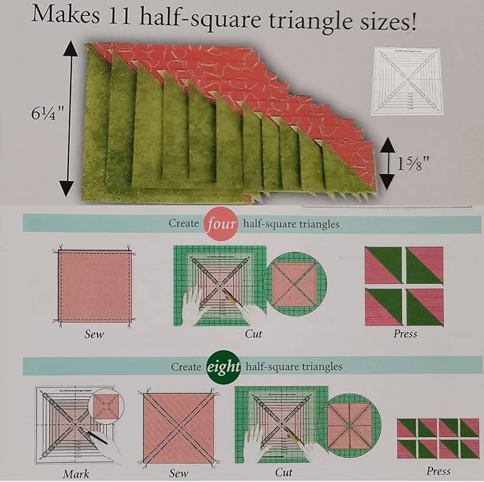 HONEYSEW Easy Half-Square Triangles Template Ruler - Image 2