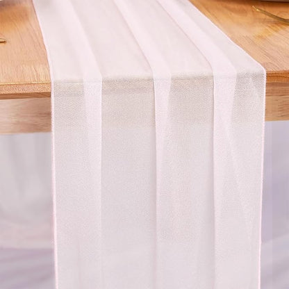 Snow White Chiffon Table Runners 10 FT Chiffon Cloth Runner by RUIYOK
