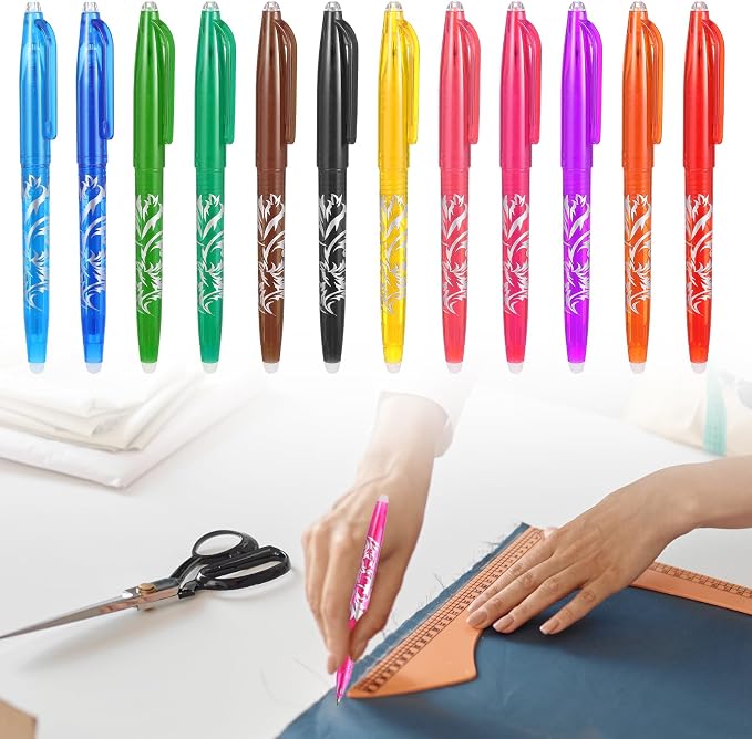 12pcs Heat Erasable Pens for Fabric, Fabric Marking Pens Fabrics Markers No by Unknown