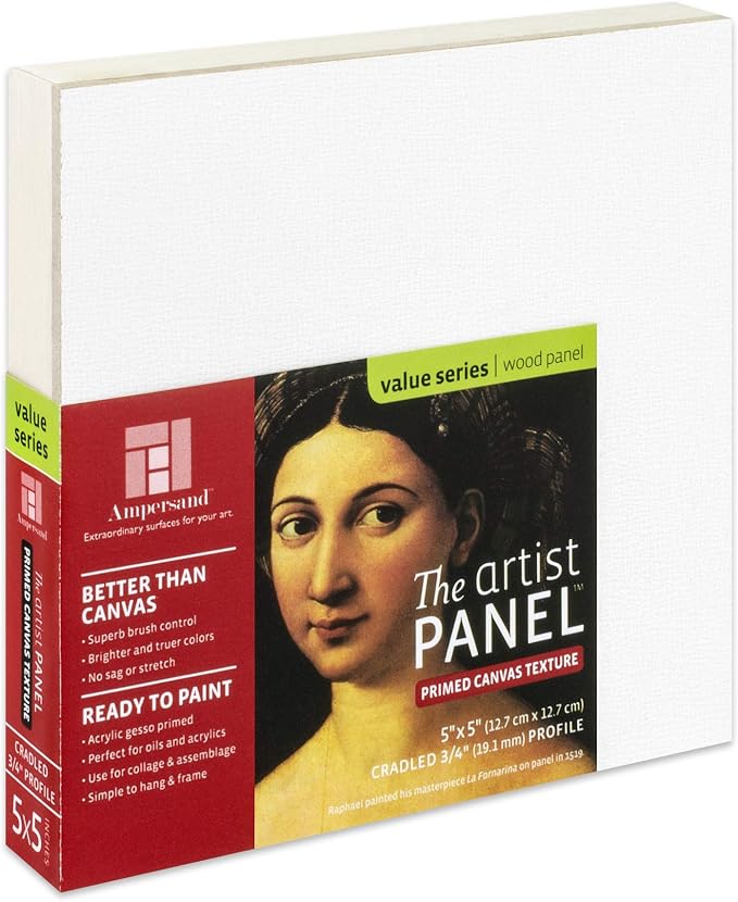 Ampersand Art Supply Wood Gesso Art Painting Panel: Canvas Texture, 3/4 Inch by AmpersandArtSupply