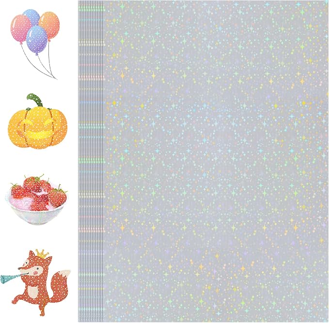 36 Sheets Holographic Sticker Paper Transparent Holographic Laminate Sheets by Buynow