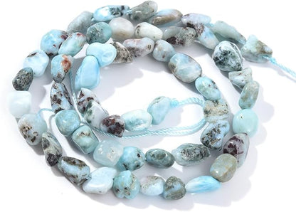 Larimar Pebble Nugget Oval Free Tumbled Stone 6-8mm Natural Gemstone Loose by PLTbeads