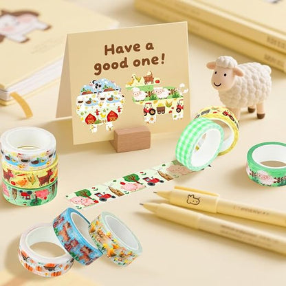 12 Rolls Farm Animals Washi Tape Set, Farmhouse Cow Sheep Pig Ducks Decorative - Image 6