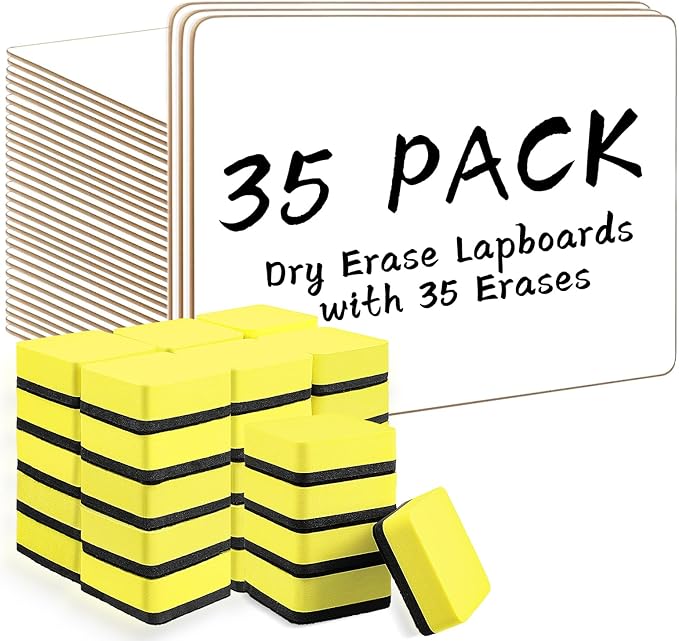 Dry Erase Lapboards, HERKKA 35 Pack Double Sided Small Dry Erase Whiteboards 9 by HERKKA
