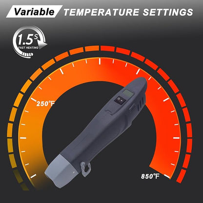 mofa Mini Variable Temp Heat Gun 350W 250℉~850℉ Fast Heating, LCD Digital - Image 4