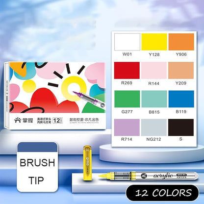 12 Colors Acrylic Paint Markers Set, Water Based Acrylic Paint Pens - Image 4