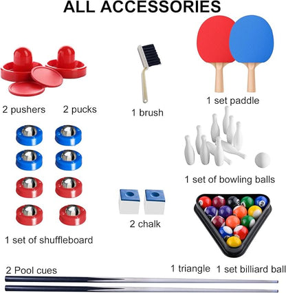 54" 5in1 Multi-fuction Games Table, Folding Multi Game Combination Table Set - Image 7