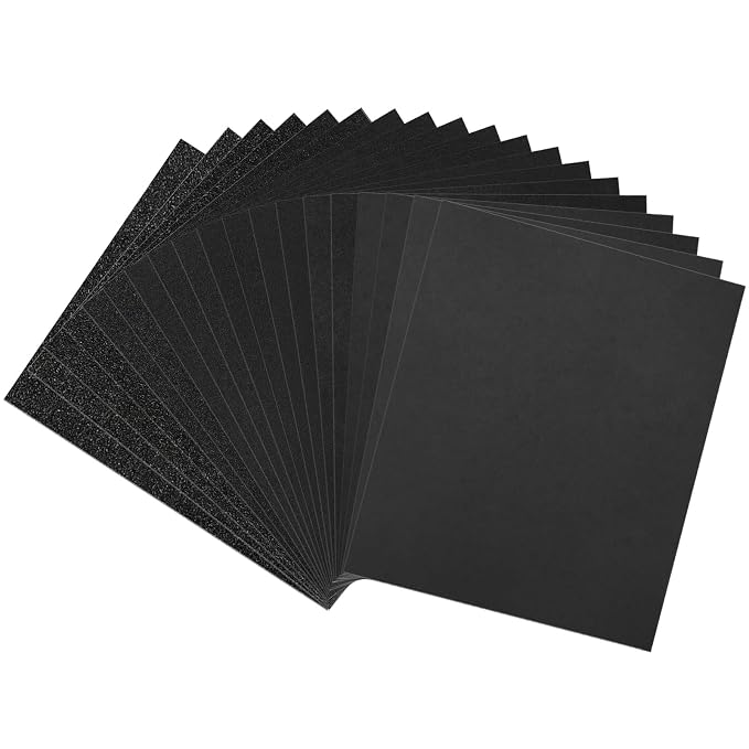 Sandpaper Assortment, 18 Sheets, 9 x 11 Inch Wet Dry Sand Paper, by Shineboc