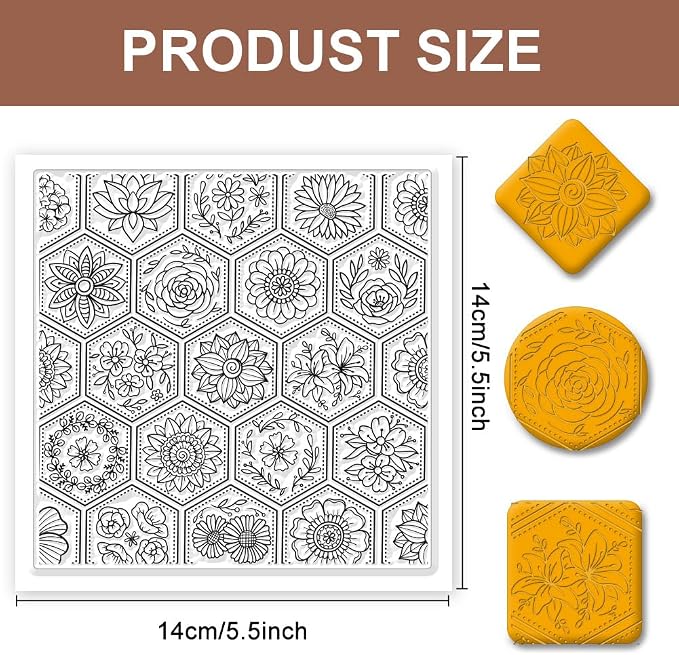 CHGCRAFT Flowers Boom Silicone Texture Stamp Clay Modeling Pattern Pad Texture - Image 2
