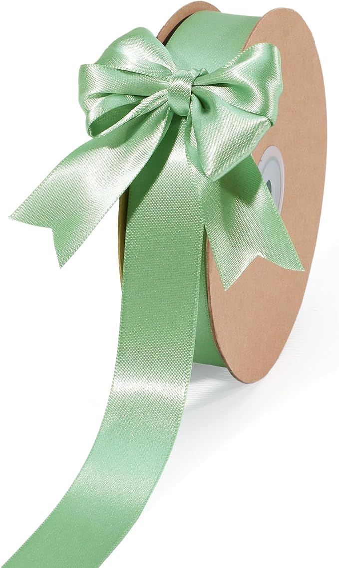 LaRibbons Sage Green Satin Ribbon 1 Inch 50 Yards Luxury Double Faced Green by LaRibbons