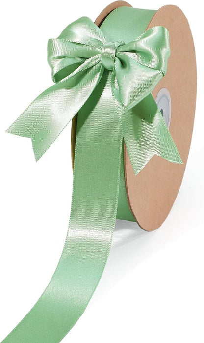 LaRibbons Sage Green Satin Ribbon 1 Inch 50 Yards Luxury Double Faced Green by LaRibbons
